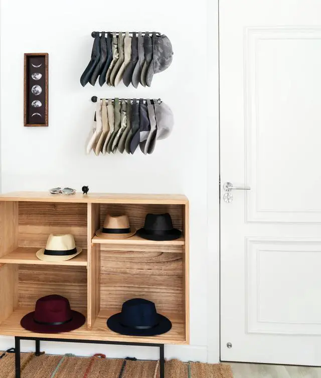 Alt view image 3 of 7 - Hat Rack for Wall Baseball Cap Organizer Set of 2 Metal Hat Organizer Holds 24 Caps Space Saving Hat Hook for Wall Closet, Anti-Slip Hat Storage Holder for Bedroom Organization
