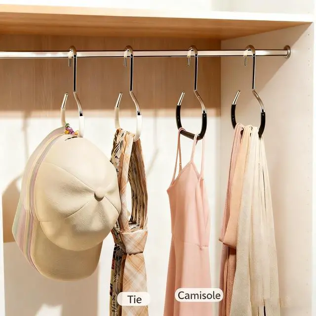 Alt view image 5 of 7 - 4Packs Hat Organizer, Stainless Steel Hat Hangers for Closet, Hat Rack Hat Holder for Baseball Caps, Cap Organizer for Baseball Caps, Scarf and Hat Organizer (Gray+Black+White+Pink)