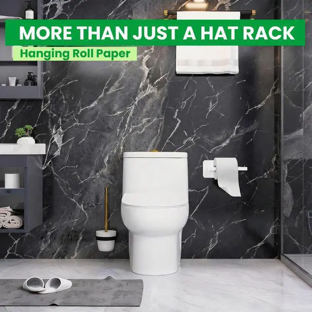 Alt view image 7 of 7 - 6 Pack Hat Rack Wall Mount, Strong Adhesive Hat Holder on Wall, Cap Holder | Black & White Hat Hooks for Door, Baseball Cap Organizer, Space-Saving Hat Holder for Closet, Bedroom, Bathroom and Kitchen
