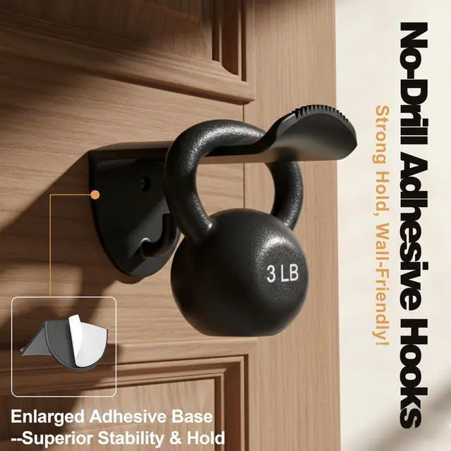 Alt view image 4 of 7 - Adhesive Hat Hooks for Wall, 8 Pack, 2.9" Cowboy Hat Rack Prevents Deformation, Hat Hangers with Key Hook for Baseball Caps & Fedora, Drill or Stick, Western Decor Organizer, Black