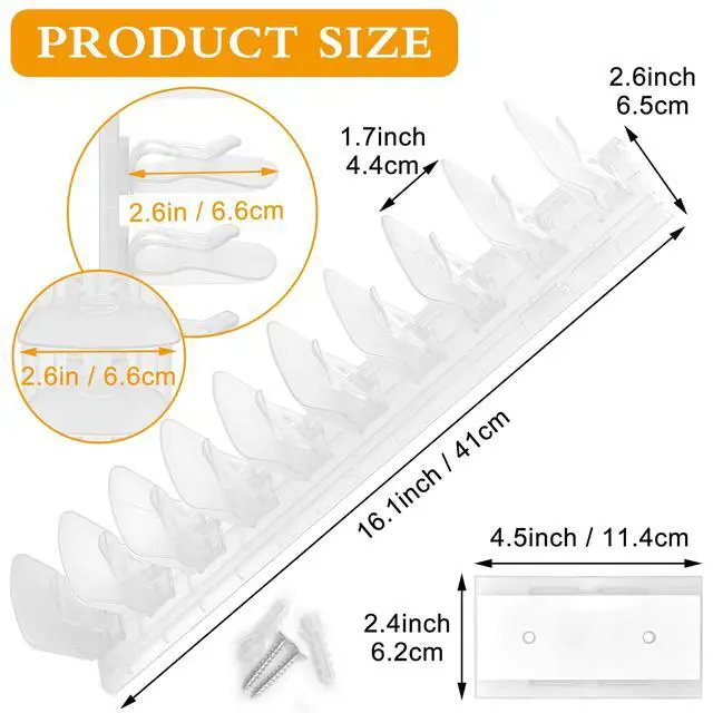 Alt view image 2 of 7 - Hat Racks for Baseball Caps,Hats Rack Organizer Hold Up to 20 Hats,Hat Organizer for Baseball Caps Hat Holder Storage Display Adhesive/Wall Drilled for Wall,Door,Closet,Hat Racks for wall (1PK, Clear)