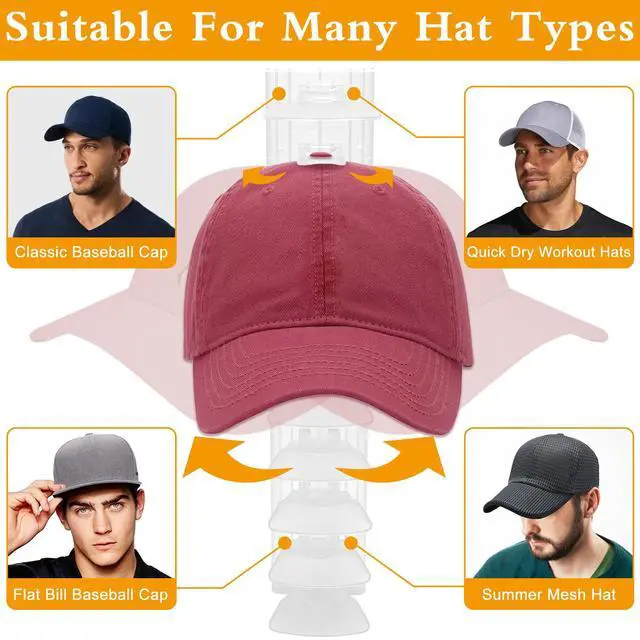 Alt view image 5 of 7 - Hat Racks for Baseball Caps,Hats Rack Organizer Hold Up to 20 Hats,Hat Organizer for Baseball Caps Hat Holder Storage Display Adhesive/Wall Drilled for Wall,Door,Closet,Hat Racks for wall (1PK, Clear)
