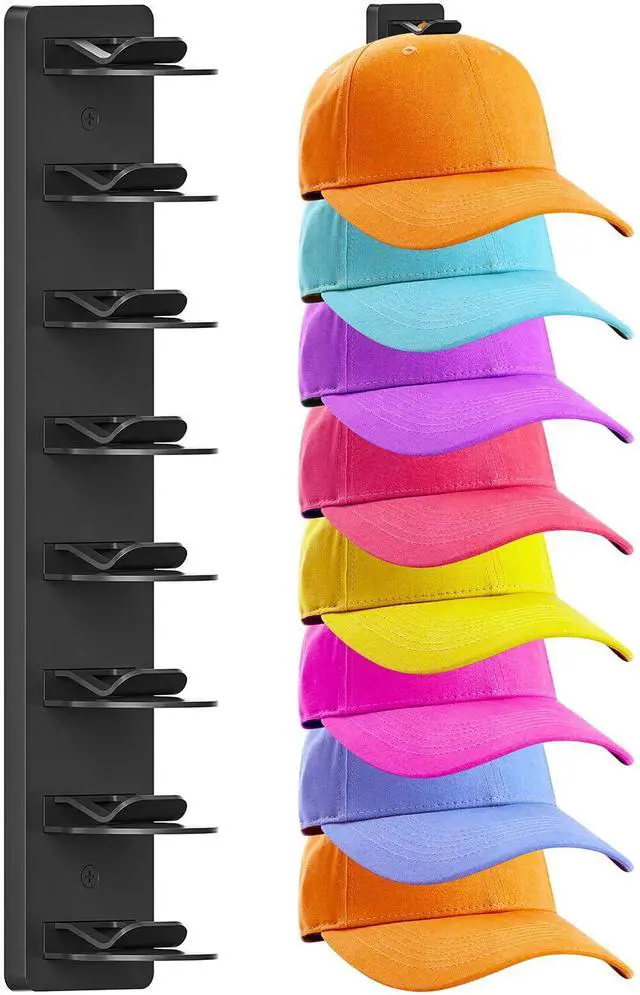 Main image of 1 Pack Hat Organizer for Baseball Caps: Wall-Mount Hat Rack for Closet Door | Hat Holder on Wall Provides Multi-Layer Storage, Strong Adhesive & Screw Setup for Closet Doors & Bedroom Wall Cap Storage