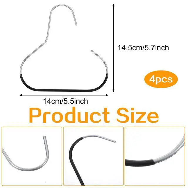 Alt view image 2 of 7 - 4 PCS Hat Organizer for Baseball Caps, Black Hat Storage Hook Stainless Steel Hat Hangers for Closet Hat Rack Hat Holder for Baseball Caps Cap Organizer for Cap Tank Top Belt Tie Purse Bra