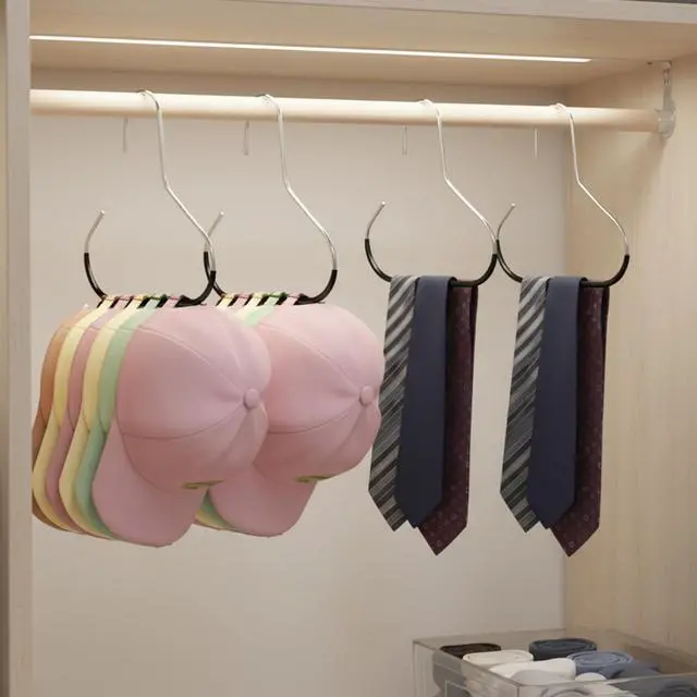 Alt view image 6 of 7 - 4 PCS Hat Organizer for Baseball Caps, Black Hat Storage Hook Stainless Steel Hat Hangers for Closet Hat Rack Hat Holder for Baseball Caps Cap Organizer for Cap Tank Top Belt Tie Purse Bra