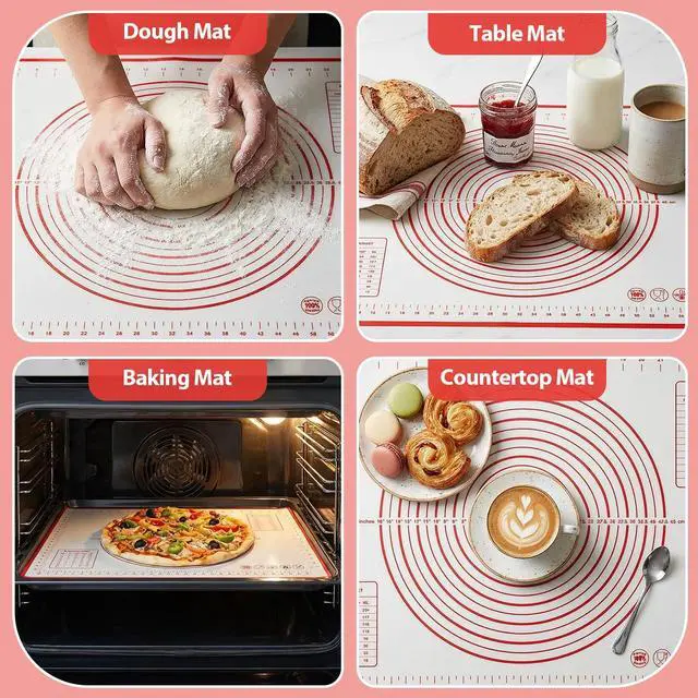 Alt view image 4 of 5 - Silicone Baking Mat Non-Slip with Measurements & Conversion Chart, Large 27.5 x 19.7 Inch Baking Mat for Rolling Pin, Dough Kneading, Sourdough Bread Baking Supplies, Kitchen Silicone Mat