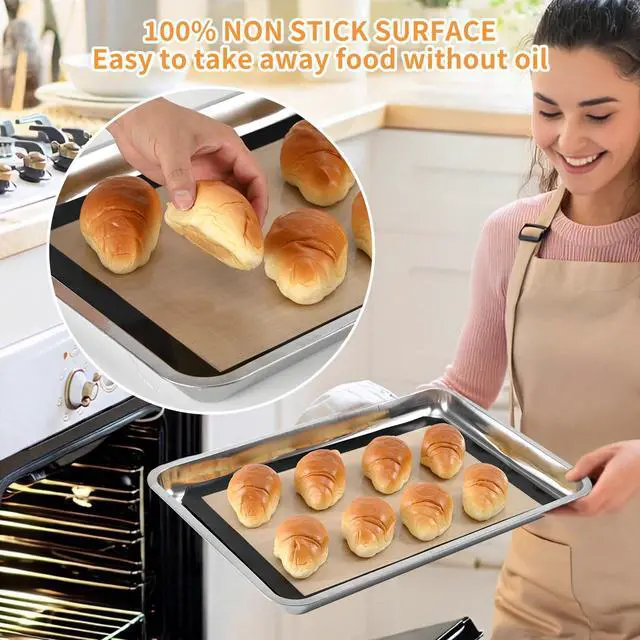 Alt view image 5 of 7 - Silicone Baking Mat Set, Non-Stick Reusable Food-Grade Oven Liners, Half Sheet Size 16.54 x 11.62 Inch, Grey, 2 Pack
