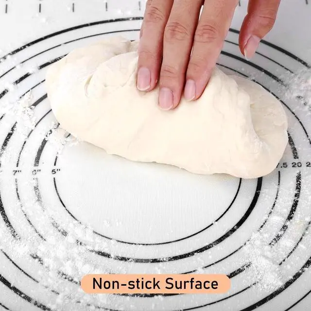 Alt view image 3 of 7 - Silicone Baking Mat Extra Large, Pastry Mat with Measurement, Kitchen Counter Mat for Pie Crust, Pizza and Cookies - BPA Free Oven Liner/Kneading Matts,16" x 24", Black