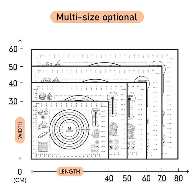 Alt view image 4 of 7 - Silicone Baking Mat Extra Large, Pastry Mat with Measurement, Kitchen Counter Mat for Pie Crust, Pizza and Cookies - BPA Free Oven Liner/Kneading Matts,16" x 24", Black