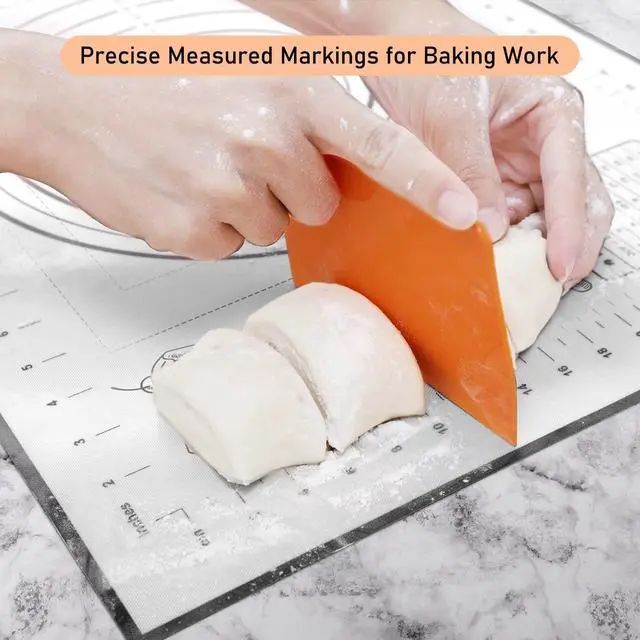 Alt view image 5 of 7 - Silicone Baking Mat Extra Large, Pastry Mat with Measurement, Kitchen Counter Mat for Pie Crust, Pizza and Cookies - BPA Free Oven Liner/Kneading Matts,16" x 24", Black