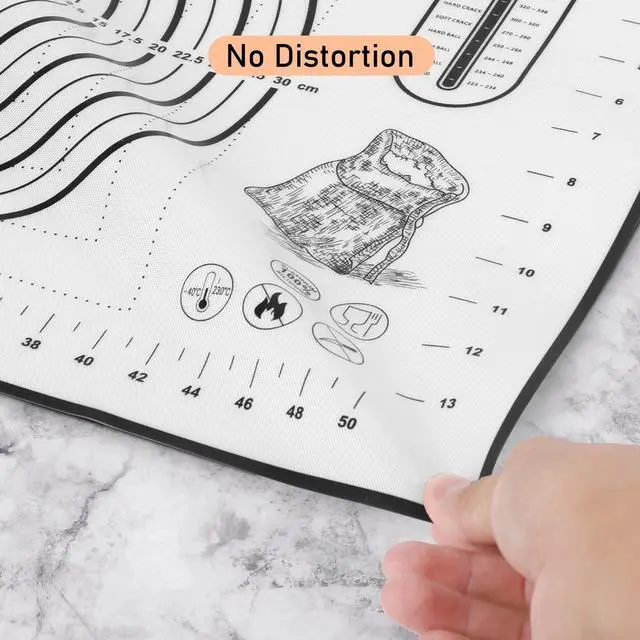 Alt view image 6 of 7 - Silicone Baking Mat Extra Large, Pastry Mat with Measurement, Kitchen Counter Mat for Pie Crust, Pizza and Cookies - BPA Free Oven Liner/Kneading Matts,16" x 24", Black