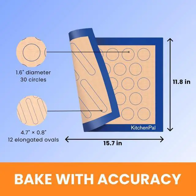 Alt view image 3 of 7 - Extra-Thick Silicone Baking Mat Two-Sided Pastry Sheet for Cookies, Macarons & Elciar, Food Grade, BPA Free, Reusable, Non-Stick, 11.8 x 15.7 Inch