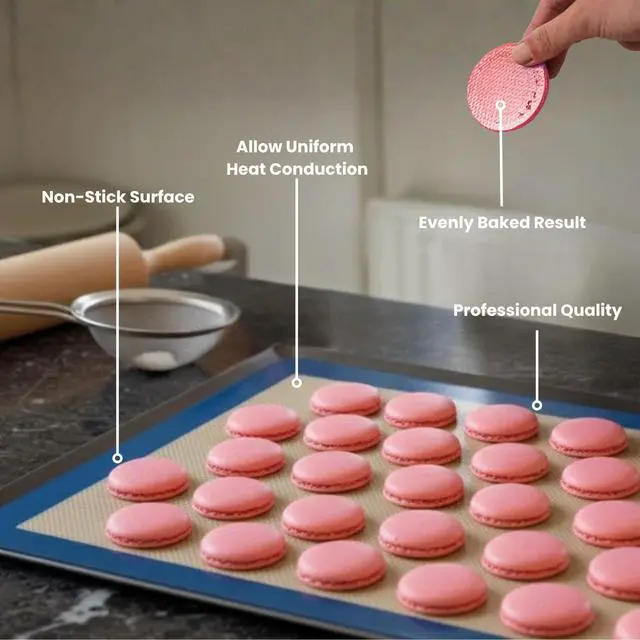 Alt view image 7 of 7 - Extra-Thick Silicone Baking Mat Two-Sided Pastry Sheet for Cookies, Macarons & Elciar, Food Grade, BPA Free, Reusable, Non-Stick, 11.8 x 15.7 Inch