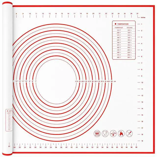 Main image of Extra Large Silicone Baking Mat for Rolling Dough (24" x 16") - Non-Stick Pastry Mat with Measurements - Heat Resistant & Non-Slip Kitchen Counter Protector for Fondant, Pie Crust & Pizza