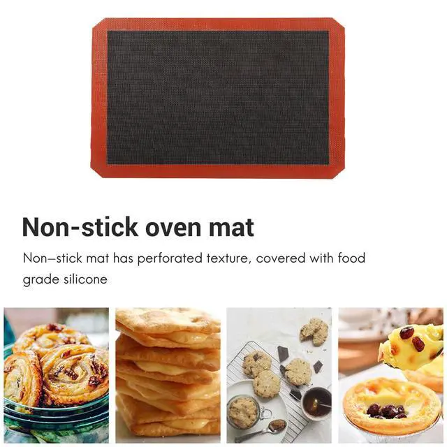 Alt view image 4 of 4 - Silicone Baking Mat with Microperforated,Non Slip Reusable Eclair perforated Baking Sheets,Oven Liner for Oven, Cookie Tray, Pizza Mat, Heat Resistant,16.5 * 11.6 inch (1, Red)