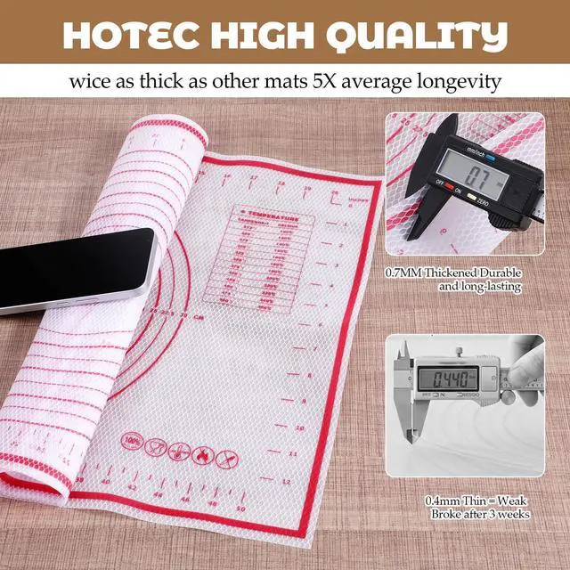 Alt view image 3 of 7 - Silicone Baking Mat 23.6" × 15.7" Extra Large Pastry Dough Mat with Measurements For Rolling Dough Bread Pizza Pie Crust Fondant Making Oven Liner Kitchen Counter Non-Slip Non Stick Reusable