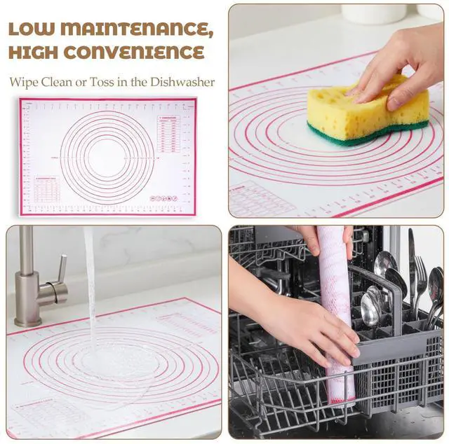 Alt view image 6 of 7 - Silicone Baking Mat 23.6" × 15.7" Extra Large Pastry Dough Mat with Measurements For Rolling Dough Bread Pizza Pie Crust Fondant Making Oven Liner Kitchen Counter Non-Slip Non Stick Reusable