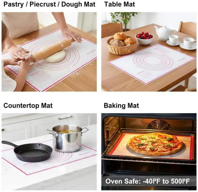 Alt view image 7 of 7 - Silicone Baking Mat 23.6" × 15.7" Extra Large Pastry Dough Mat with Measurements For Rolling Dough Bread Pizza Pie Crust Fondant Making Oven Liner Kitchen Counter Non-Slip Non Stick Reusable