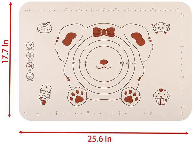 Alt view image 2 of 6 - Silicone Dough Mat and Scraper, 25.6 Inch x 17.7 Inch Beige Pastry Mat with Size Scale, Anti Stick and Anti Slip Mat for Kneading Baking in Ketchen, Picnic and Party (L)