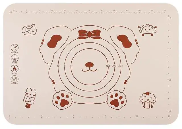 Alt view image 3 of 6 - Silicone Dough Mat and Scraper, 25.6 Inch x 17.7 Inch Beige Pastry Mat with Size Scale, Anti Stick and Anti Slip Mat for Kneading Baking in Ketchen, Picnic and Party (L)