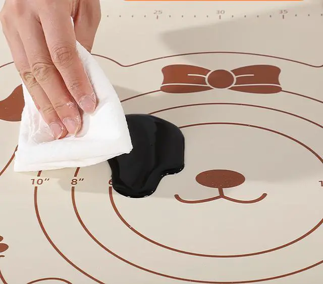 Alt view image 4 of 6 - Silicone Dough Mat and Scraper, 25.6 Inch x 17.7 Inch Beige Pastry Mat with Size Scale, Anti Stick and Anti Slip Mat for Kneading Baking in Ketchen, Picnic and Party (L)