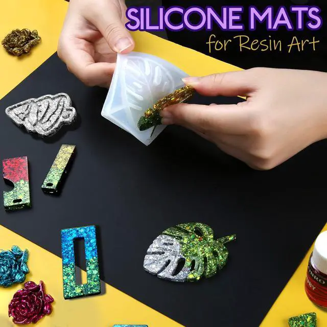 Alt view image 3 of 7 - Silicone Mats for Resin Molds, Crafts, Play Dough Mat, Gray & Black | 2pcs Nonstick Silicone Mats, Playdough Mat, for Epoxy Resin Molds, Art Crafts, Resin, Paint, Glue, Jewelry Making, 11.7"x8.3"