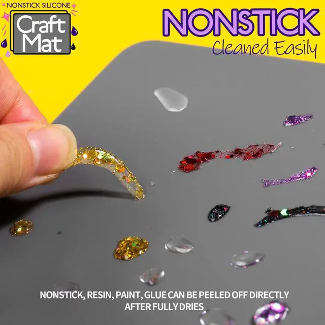 Alt view image 5 of 7 - Silicone Mats for Resin Molds, Crafts, Play Dough Mat, Gray & Black | 2pcs Nonstick Silicone Mats, Playdough Mat, for Epoxy Resin Molds, Art Crafts, Resin, Paint, Glue, Jewelry Making, 11.7"x8.3"