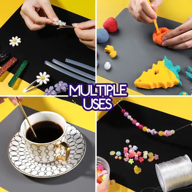 Alt view image 7 of 7 - Silicone Mats for Resin Molds, Crafts, Play Dough Mat, Gray & Black | 2pcs Nonstick Silicone Mats, Playdough Mat, for Epoxy Resin Molds, Art Crafts, Resin, Paint, Glue, Jewelry Making, 11.7"x8.3"