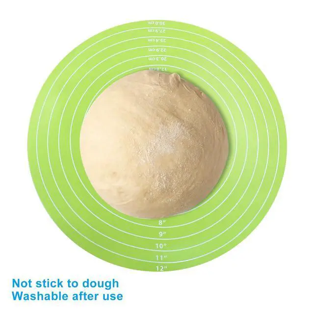 Alt view image 4 of 5 - 12 Inch Round Silicone Cake Mat, Green | Silicone Baking Mat, With Measurement, For Cake Turntable, For Rolling Dough