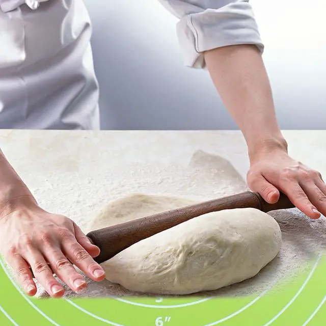 Alt view image 5 of 5 - 12 Inch Round Silicone Cake Mat, Green | Silicone Baking Mat, With Measurement, For Cake Turntable, For Rolling Dough
