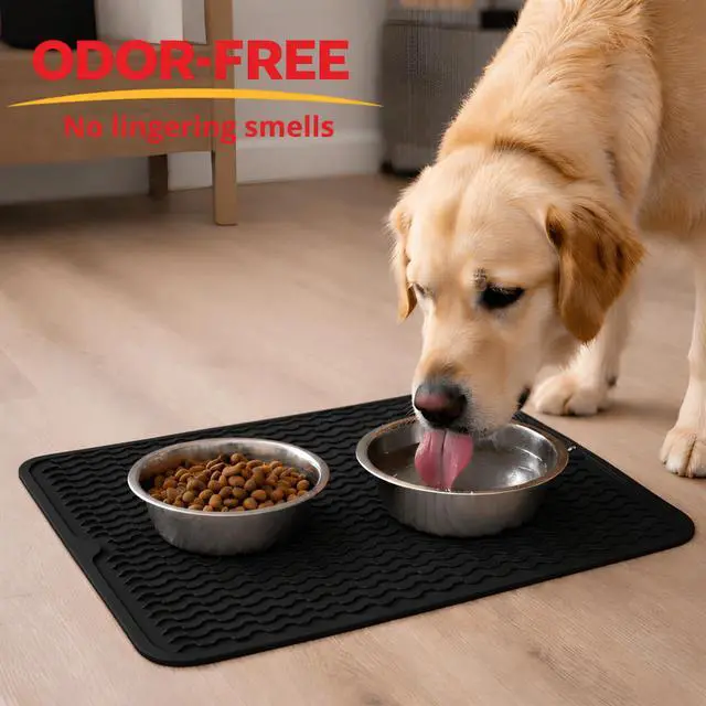 Alt view image 3 of 7 - Silicone Dish Drying Mat 16 x 12 Inch, Non-Slip Heat Resistant Food-Grade Silicone Dish Pad, Easy Clean Multipurpose Sink Mat & Counter Protector, Black