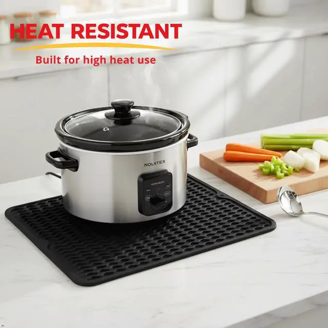 Alt view image 6 of 7 - Silicone Dish Drying Mat 16 x 12 Inch, Non-Slip Heat Resistant Food-Grade Silicone Dish Pad, Easy Clean Multipurpose Sink Mat & Counter Protector, Black
