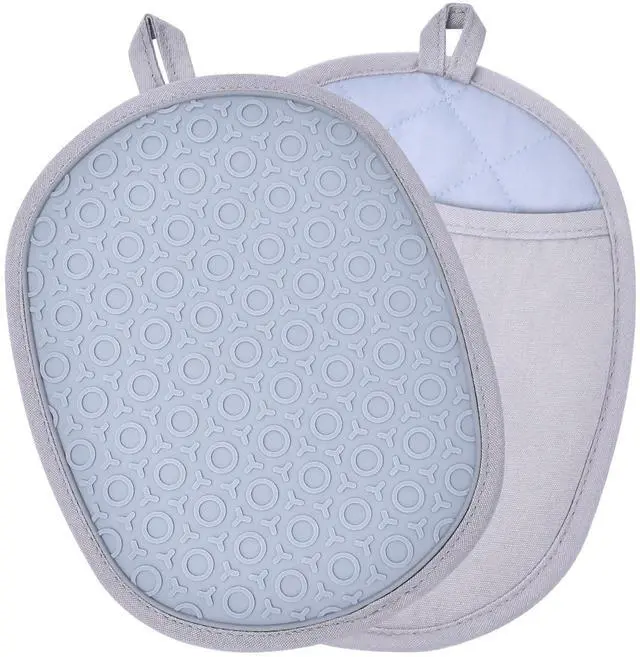 Main image of 2Pack Heat-Resistant Silicone Pot Holders & Oven Mitts Set, Kitchen Hot Pads for Hands and Pots, Non-Slip Grip & Dishwasher Safe, Kitchen Accessories for Baking, Cooking, Grilling(Grey)