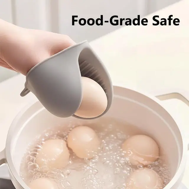 Alt view image 2 of 7 - 1 Pair Gray,Mini Silicone Oven Gloves, Mini Finger Protector Pot Holder for Kitchen,Cooking,Baking,BBQHeat Resistant Glovescan be Washed in the Dishwasher