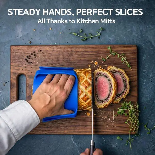 Alt view image 5 of 7 - 2Pcs Silicone Oven Mitts - Heat Resistant Oven Mitt Pot Holder for Kitchen - 100% Silicone, Dishwasher Safe, BPA-Free, Non-Slip Grip - for Kitchen, BBQ, Grilling - Blue