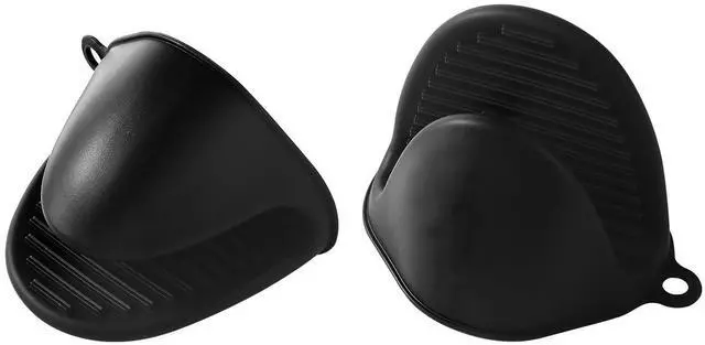 Main image of 2PC Silicone Oven Mitts - Black Heat Resistant Non-Slip Kitchen Gloves, for Cooking, Baking, BBQ with Extra Thick Hand Protection for Hot Pots, Pans, Trays