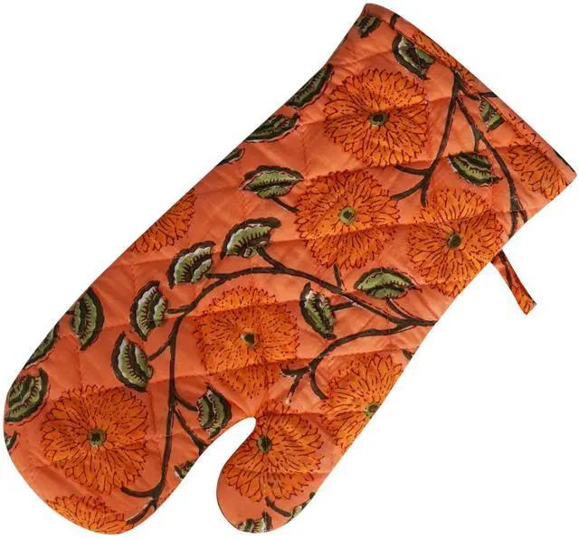Main image of Flower Oven Mitts and Pot Holders Sets Rose Leaf Branch Spring Nature Heat Resistant 3pcs for Cooking