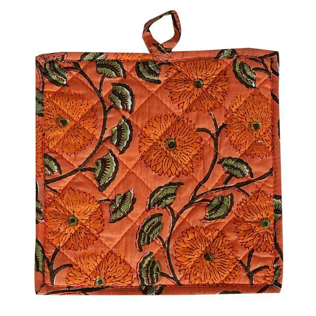 Alt view image 6 of 6 - Flower Oven Mitts and Pot Holders Sets Rose Leaf Branch Spring Nature Heat Resistant 3pcs for Cooking