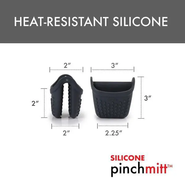 Alt view image 2 of 7 - PinchMitt Silicone Oven Mitt - Single Heat Resistant Glove to 450°F, Non-Slip Grip, Dishwasher Safe, Gray