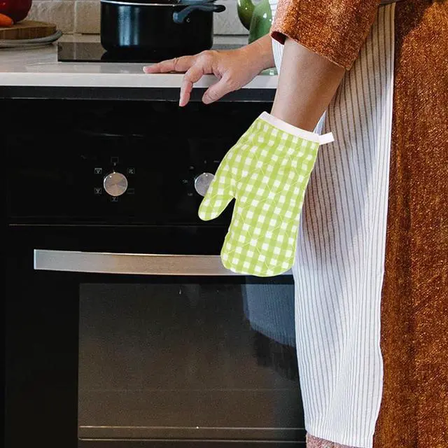 Alt view image 2 of 7 - Oven Mitts Gloves 2-Pack Heat Resistant Cooking Mittens with Hanging Rope Insulated Baking Gloves for Home Kitchen Microwave Grilling Hand & Machine Washable