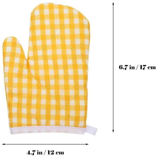 Alt view image 5 of 7 - Oven Mitts Gloves 2-Pack Heat Resistant Cooking Mittens with Hanging Rope Insulated Baking Gloves for Home Kitchen Microwave Grilling Hand & Machine Washable