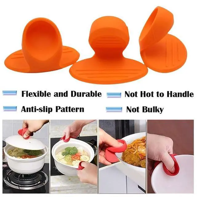 Alt view image 7 of 7 - 4 Pcs Mini Oven Mitts, Silicone Hot Pot Holder, Insulated Finger Cover, Non-Slip Pot Holder Heat Resistant Oven Clamp for Kitchen Cooking and Baking
