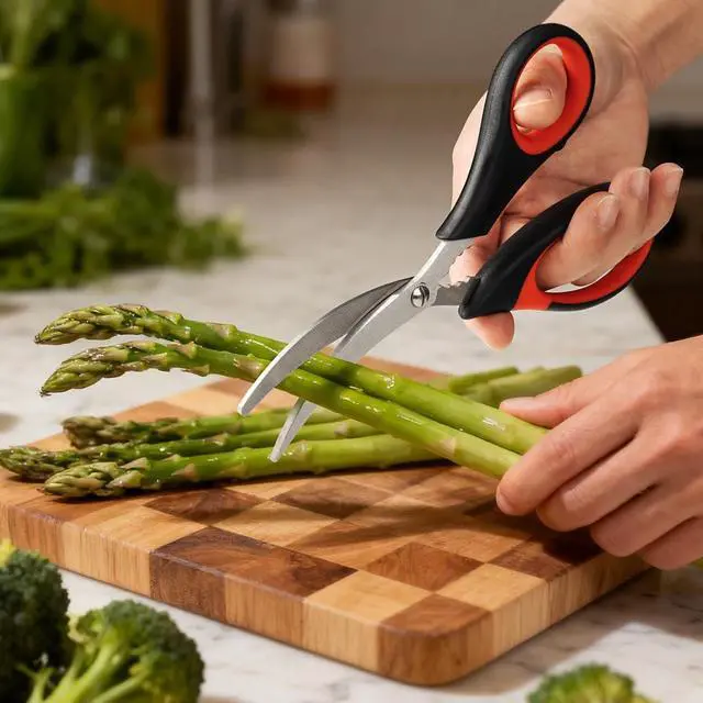 Alt view image 4 of 7 - All Purpose Kitchen Shears with Protective Sheath, Heavy Duty 3 Pack Kitchen Scissors with Serrated Blade, Stainless Steel Cooking Scissors for Poultry, Food, Vegetables