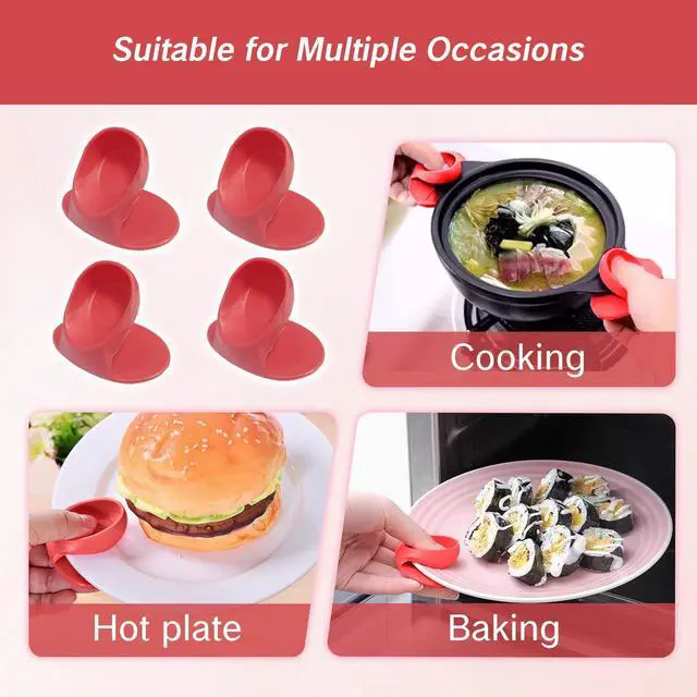 Alt view image 7 of 7 - 4 Pcs Silicone Pot Holders Small Heat Resistant Finger Gripper Mitts Silicon Grabbers for Cooking Instant Mini Pan Holders Hot Oven Mittens for Kitchen Pot Holder Grips No More Burning Fingers