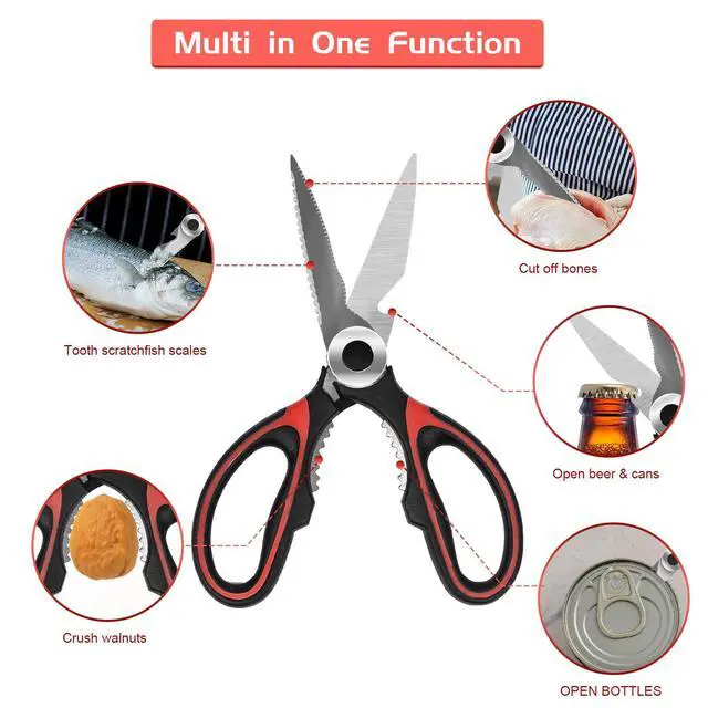Alt view image 2 of 6 - 2-Pack Kitchen Scissors Heavy Duty, Premium Sharp Kitchen Shears for Food, Fish, Meat, Bones, Poultry and Vegetables with Strong Stainless Steel Blades Multi Purpose Cooking Scissors