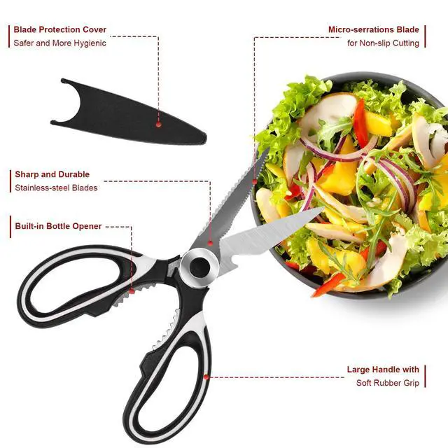 Alt view image 4 of 6 - 2-Pack Kitchen Scissors Heavy Duty, Premium Sharp Kitchen Shears for Food, Fish, Meat, Bones, Poultry and Vegetables with Strong Stainless Steel Blades Multi Purpose Cooking Scissors
