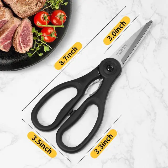 Alt view image 2 of 7 - Kitchen Scissors All Purpose, Heavy Duty Stainless Steel Kitchen Shears for Food, Herbs, Meat, Fish with Soft Comfort Grip Handle - 8.7-Inch Black
