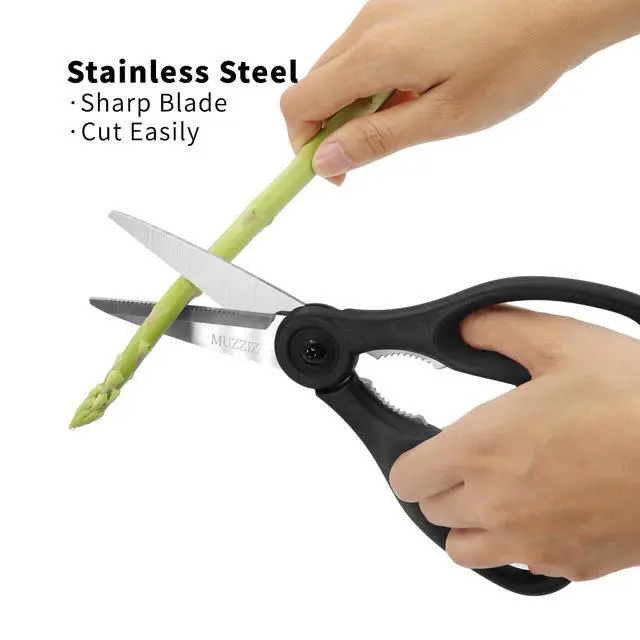 Alt view image 5 of 7 - Kitchen Scissors All Purpose, Heavy Duty Stainless Steel Kitchen Shears for Food, Herbs, Meat, Fish with Soft Comfort Grip Handle - 8.7-Inch Black
