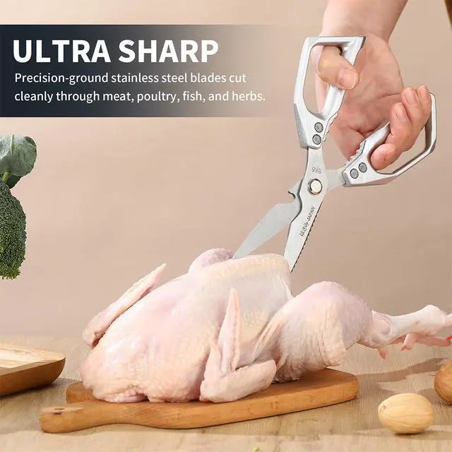 Alt view image 3 of 7 - Kitchen Scissors Heavy Duty for Food, All Purpose Meat Scissors, Premium Ultra Sharp Japanese Stainless Steel Kitchen Shears