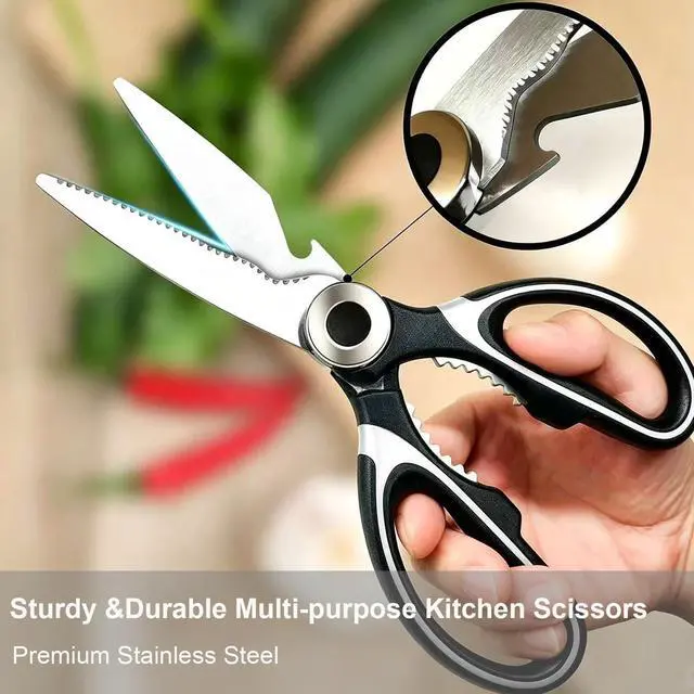Alt view image 3 of 7 - Kitchen Scissors 2 Pack Heavy Duty Stainless Steel All Purpose Sharp Scissors Cooking Shears for Cutting Meat, Food, Fish, Poultry and Seafood